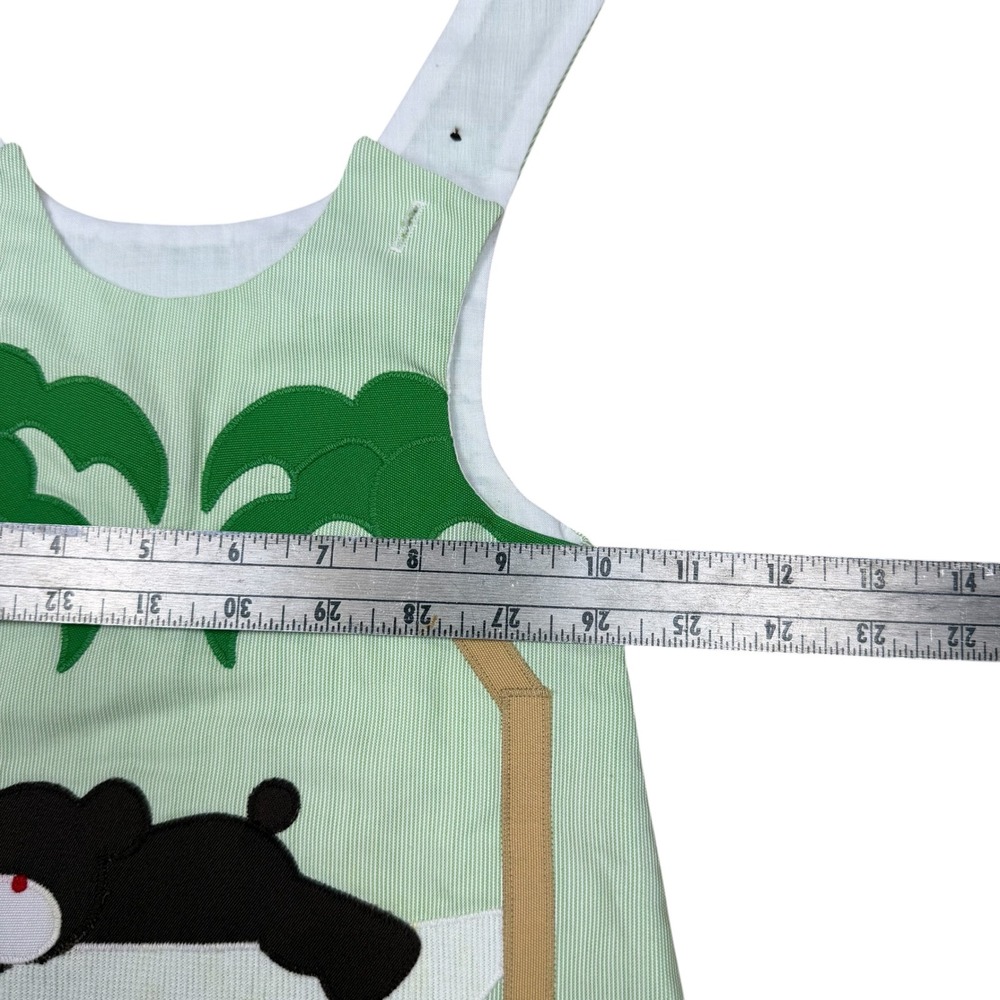 Vintage Chocolate Soup Girls Green Seersucker Bear Hammock Jumper Dress Size M - Picture 7 of 7